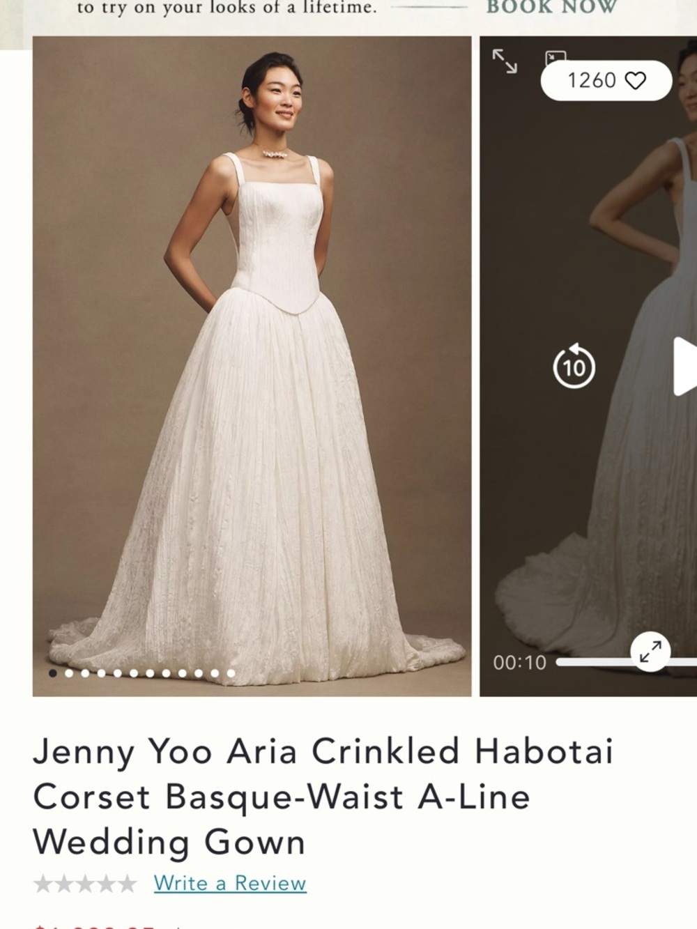 Jenny Yoo Ivory Crinkled Habotai A-Line Corset Gown